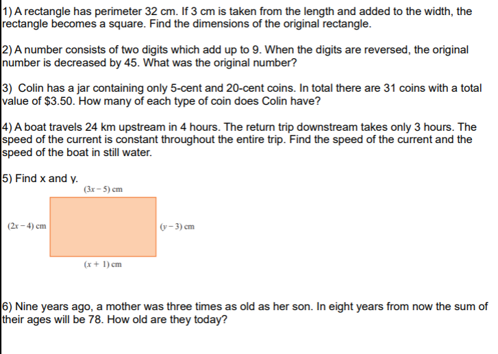 Application of Simultaneous Equations Practice